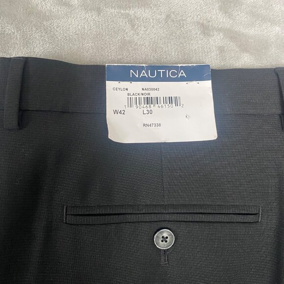 Nautica Men's Black Dress Pants Ceylon Size 42x30 Active Stretch Flat Front NWT - Picture 2 of 10